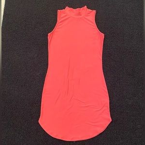 Derek Heart Bodycon Dolphin Hem Mock Neck Dress